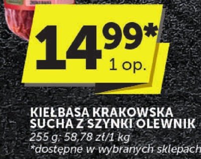 Kiełbasa Krakowska sucha z szynki Olewnik promocja w ABC