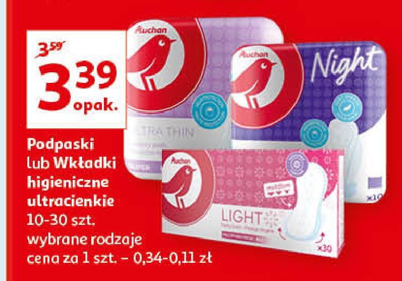Wkładki higieniczne light do stringów Auchan promocja
