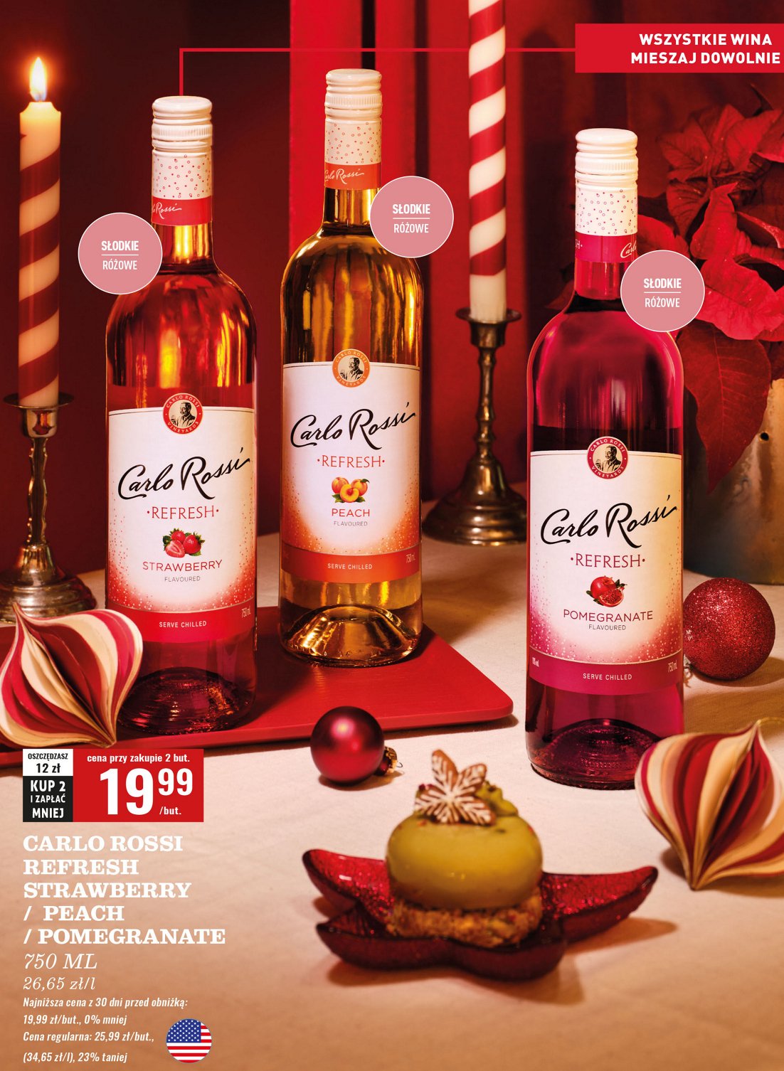 Wino Carlo rossi refresh pomegranate promocja w Biedronka