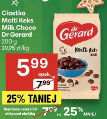 Ciastka Malti Keks Milk Choco Dr Gerard 200g promocja w Delikatesy Centrum