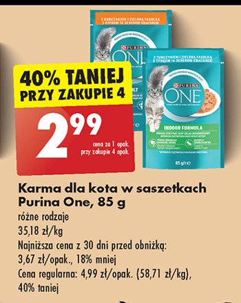 Karma dla kota kurczak z zieloną fasolką Purina one promocja