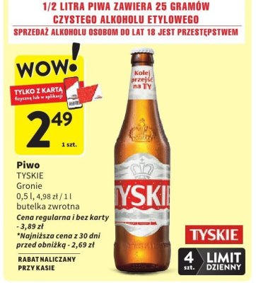 Piwo TYSKIE Gronie promocja w Intermarche