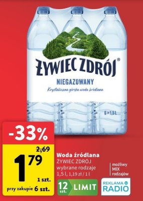 Woda źródlana niegazowana Żywiec Zdrój promocja w Intermarche
