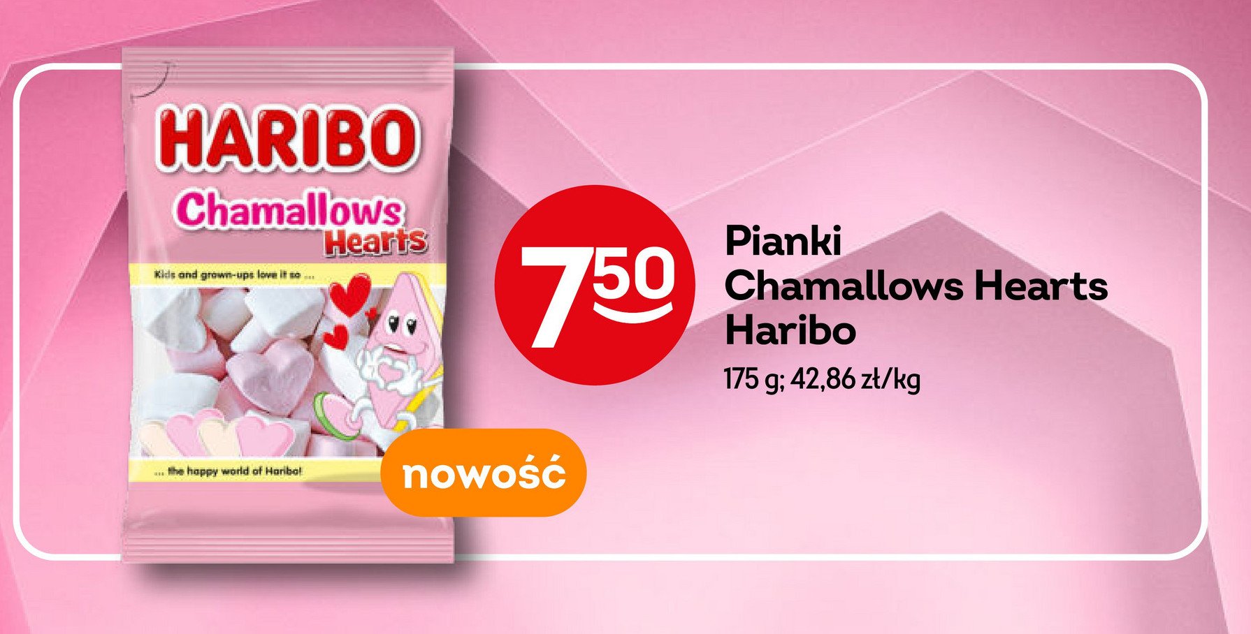 Pianki w kształcie serduszek Haribo chamallows hearts promocja w Żabka