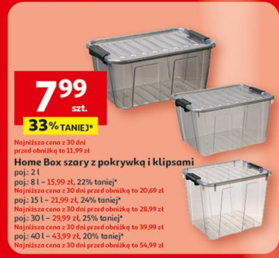 Home Box szary z pokrywką i klipsami 2 l promocja w Auchan
