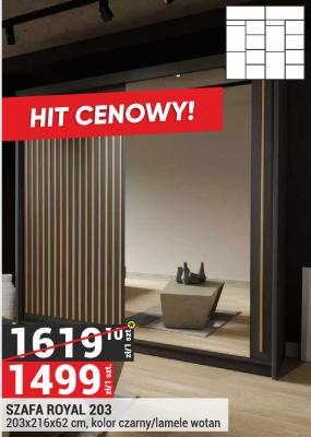 Szafa ROYAL 203 203x216x62 cm, kolor czarny/lamele wotan promocja w Merkury Market