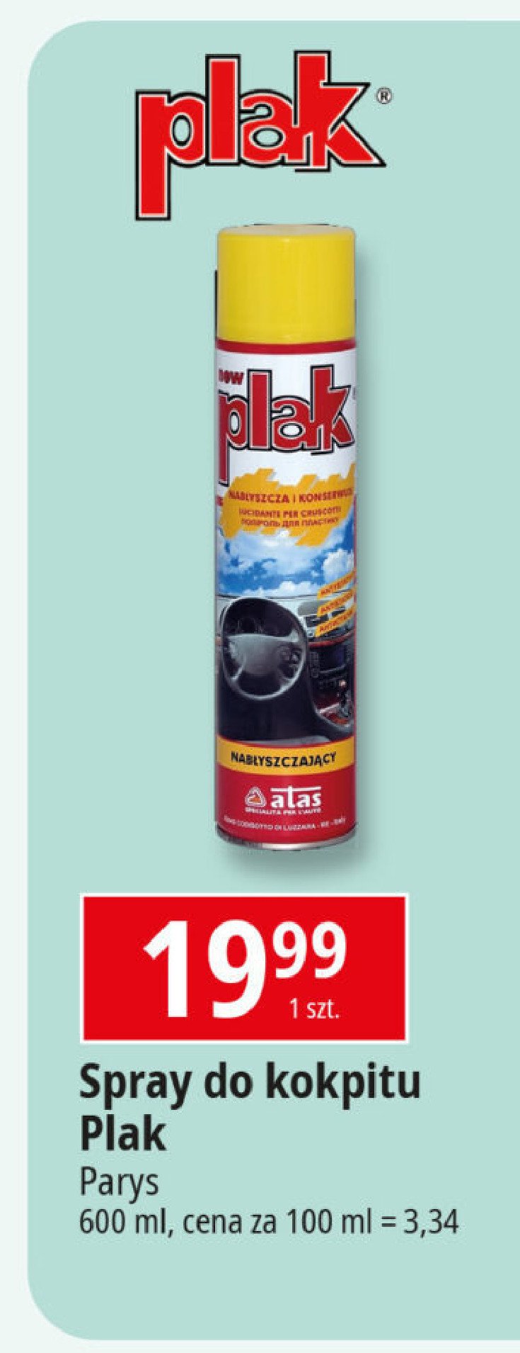 Spray do kokpitów samochodowych Plak promocja