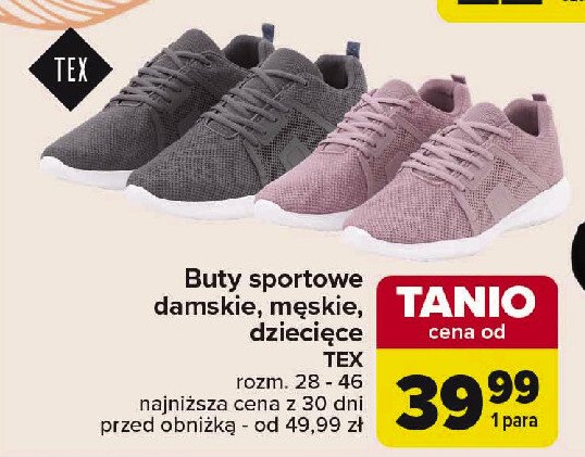 Buty sportowe damskie 28-46 Tex promocja