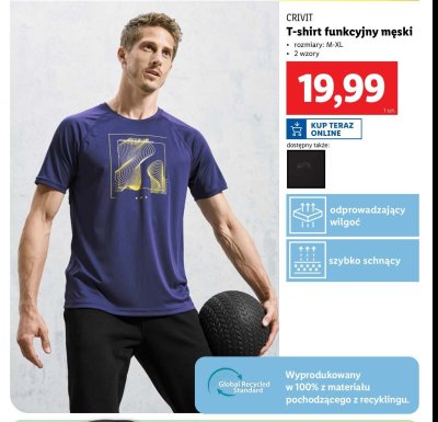 T-shirt męski funkcyjny m-xl Crivit promocja