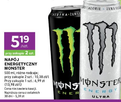 Napój energetyczny, różne rodzaje promocja w Stokrotka