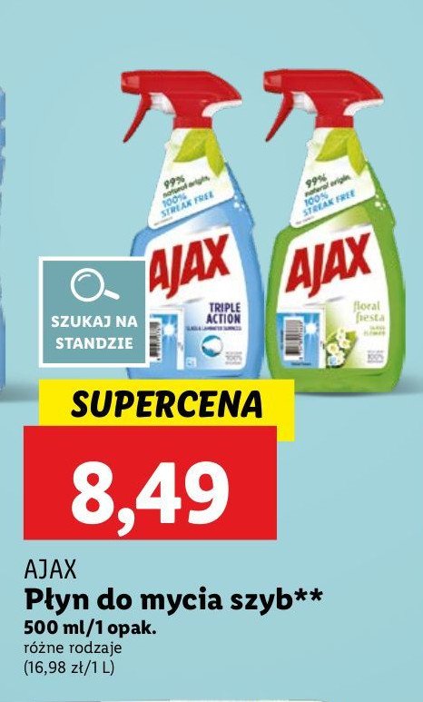 Płyn do mycia szyb Ajax triple action Ajax . promocja w Lidl