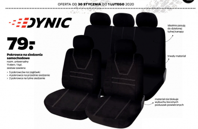 Komplet pokrowców na siedzenia samochodowe + pokrowiec na kierownicę Dynic promocja