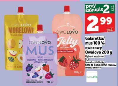 Galaretka/mus 100% owocowy Owolovo 200 g promocja w TOPAZ