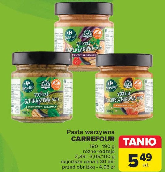 Pasta szpinakowa z grillowanym bakłażanem Carrefour veggie promocja