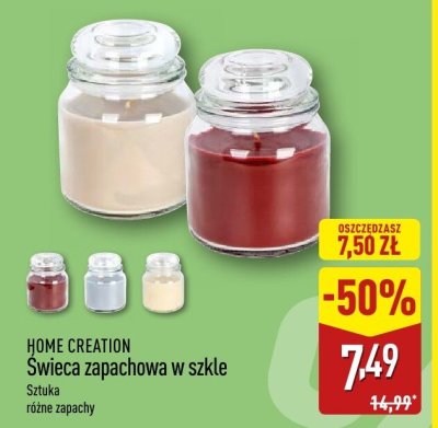 Świeca zapachowa w szkle HOME CREATION promocja w Aldi