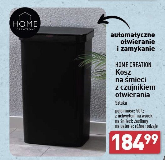 Kosz na śmieci z czujnikiem otwierania 50 l Home creation promocja