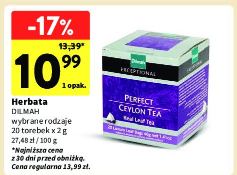 Herbata perfect ceylon Dilmah exceptional promocja