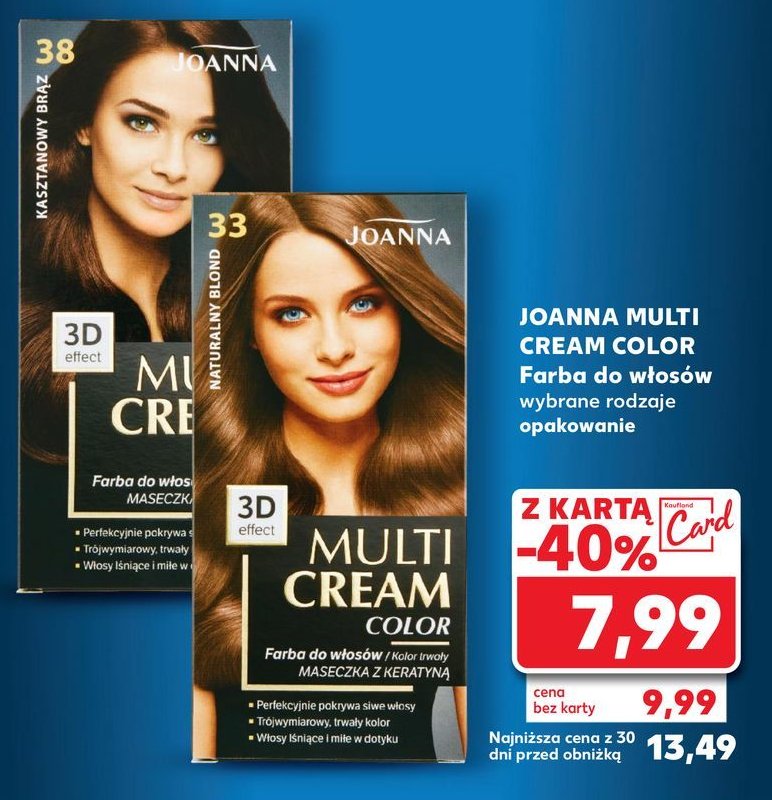 Farba do włosów 38 kasztanowy brąz Joanna multi cream color promocja