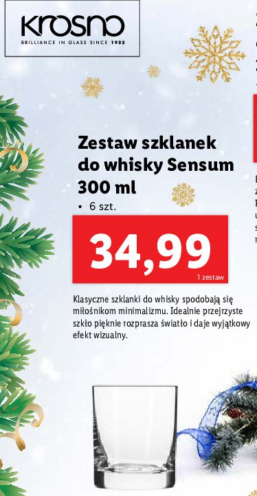 Zestaw szklanek do whisky sensum 300 ml Krosno s.a. promocja