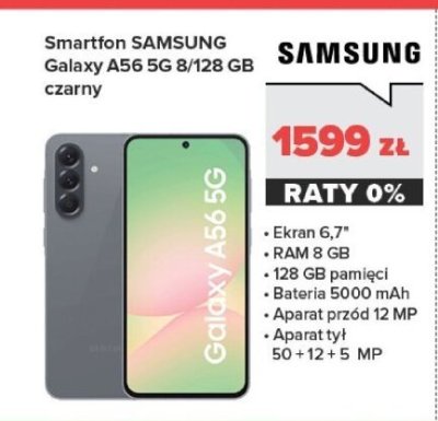 Smartfon Galaxy A56 5G 8/128 GB czarny promocja w NEONET