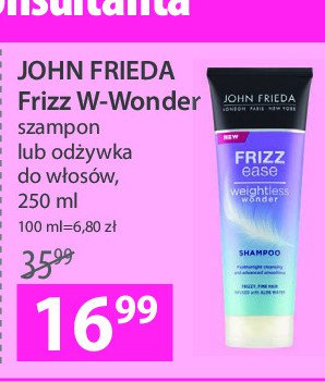 Szampon do włosów weightless wonder John frieda frizz-ease promocja