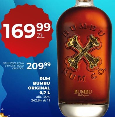 Rum Bumbu Original 0,7 l promocja w Duży Ben