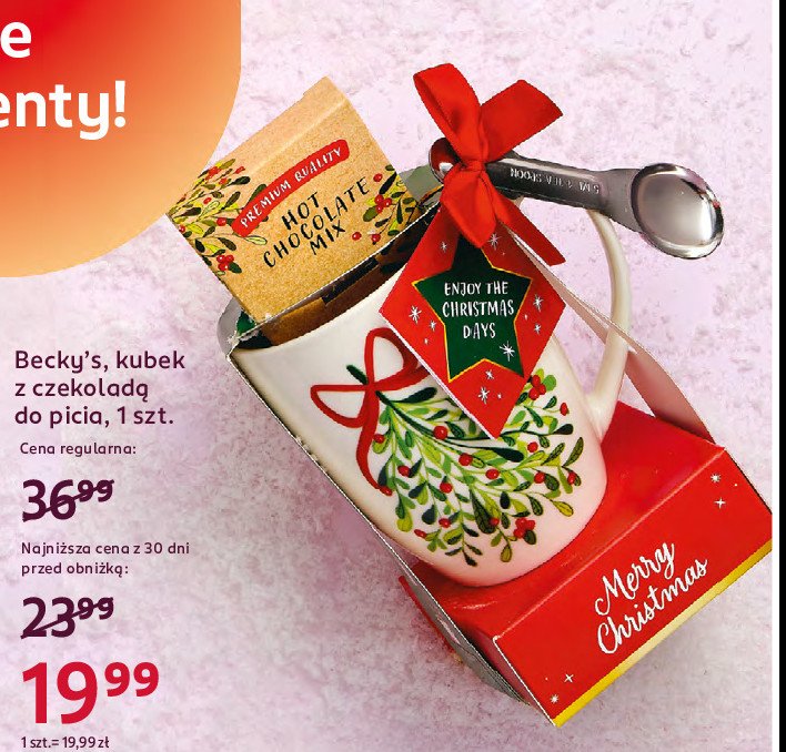 Kubek z czekoladą do picia merry christmas Becky's b.v. promocja w Rossmann