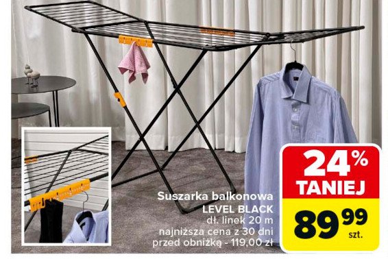 Suszarka balkonowa level black 20 m promocja w Carrefour