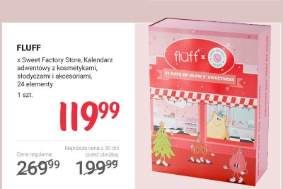 Kalendarz adwentowy FLUFF x Sweet Factory Store z kosmetykami, słodyczami i akcesoriami, 24 elementy promocja w Rossmann