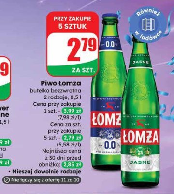 Piwo Łomża butelka bezzwrotna 0,5l różne rodzaje promocja w Dino