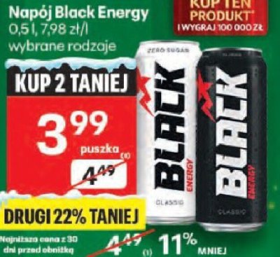 Napój Black Energy promocja w Delikatesy Centrum