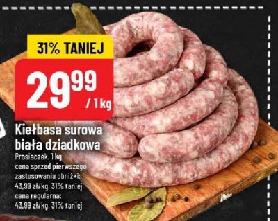 Kiełbasa surowa biała dziadkowa promocja w POLOmarket