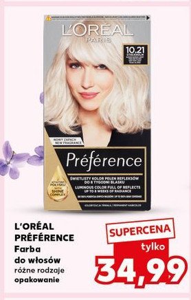 Farba do włosów 10.21 bardzo bardzo jasny blond opalizujący L'oreal preference promocja