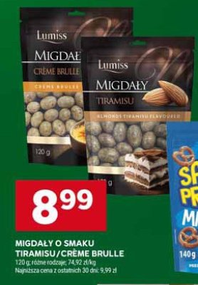 Migdały o smaku Tiramisu/Creme Brulle Lumiss promocja w Stokrotka