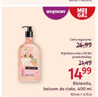 Balsam do ciała brzoskwinia i kombucha Bielenda body coctail promocja w Rossmann