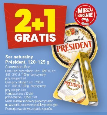 Ser naturalny President, 120-125 g (Camembert, Brie) promocja w Twój Market