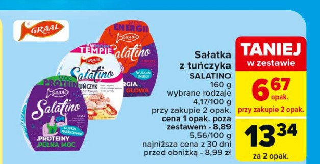 Łosoś z komosą ryżową, warzywami i nasionami konopnymi protein Graal salatino promocja