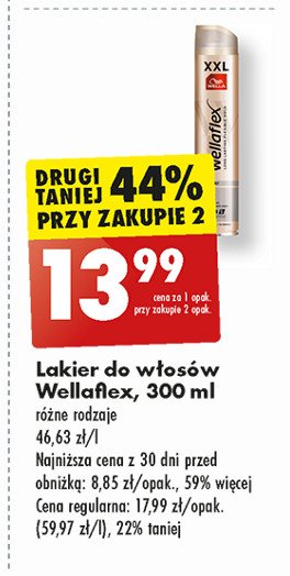 Lakier do włosów shiny hold Wellaflex promocja w Biedronka