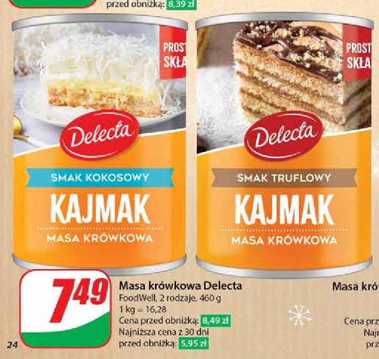 Masa krówkowa kajmak kokosowa Delecta promocja