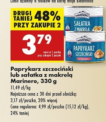 Sałatka z makrelą pikantna Marinero promocja w Biedronka