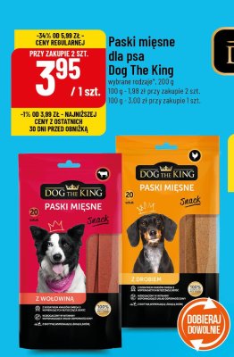 Paski mięsne dla psa Dog The King wybrane rodzaje z wołowiną promocja w POLOmarket