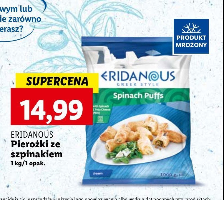 Pierożki z nadzieniem szpinakowym Eridanous promocja