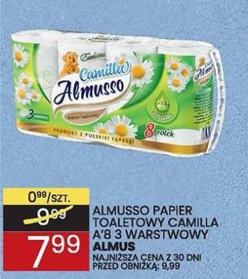 Papier toaletowy ALMUSSO CAMILLA A/B 3 warstwy promocja w Wafelek