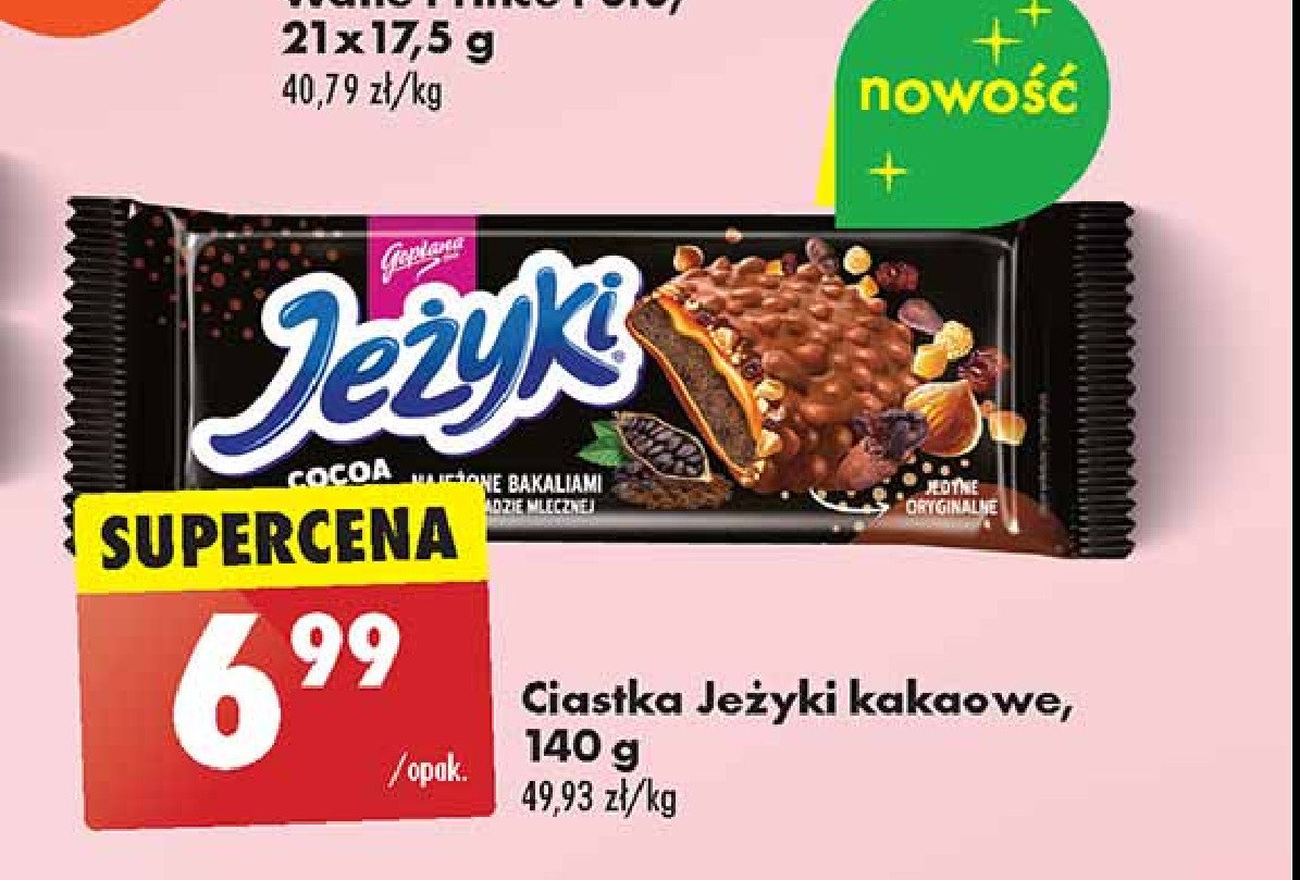 Ciastka dark cocoa Jeżyki promocja