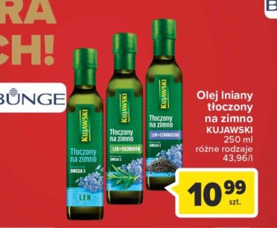 Olej len + czarnuszka Kujawski tłoczony na zimno Kujawski kruszwica promocja