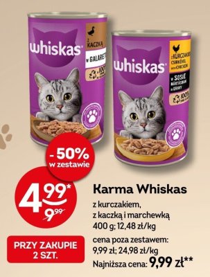 Karma Whiskas z kurczakiem, z kaczką i marchewką promocja w Żabka