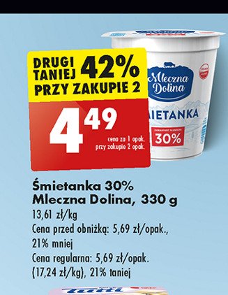 Śmietana 30 % Mleczna dolina promocja