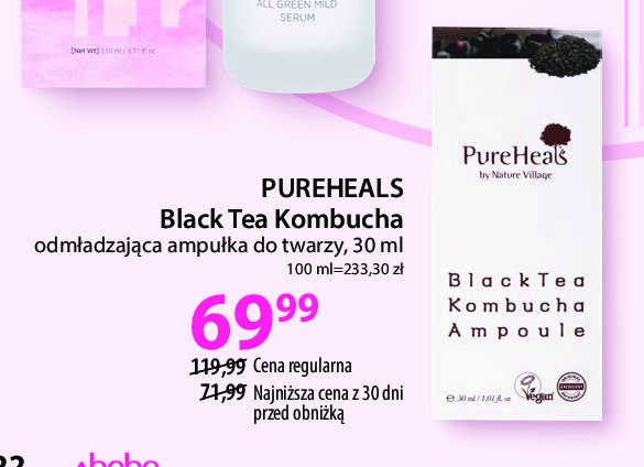 Skoncentrowana ampułka odmładzająca Pure heal's black tea kombucha promocja