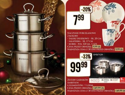 Naczynie porcelanowe 2 kolory - talerz deserowy śr. 20 cm, salaterka śr. 17 cm, kubek poj. 320 ml promocja w Dino