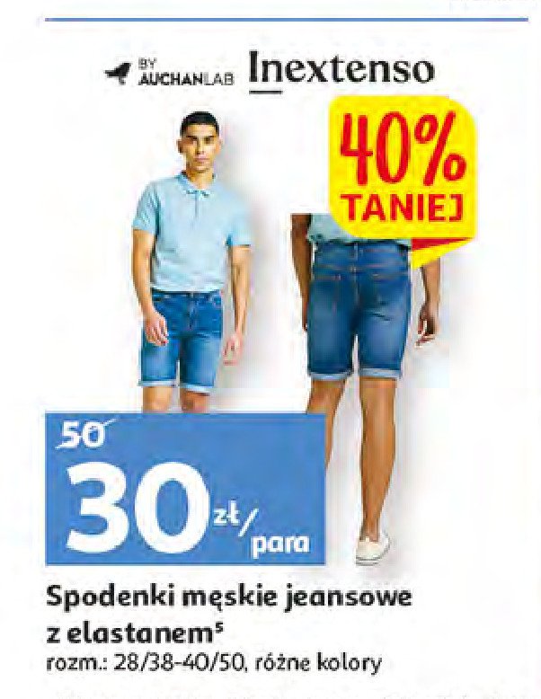 Spodenki męskie jeansowe 28/38-40/50 Auchan inextenso promocje